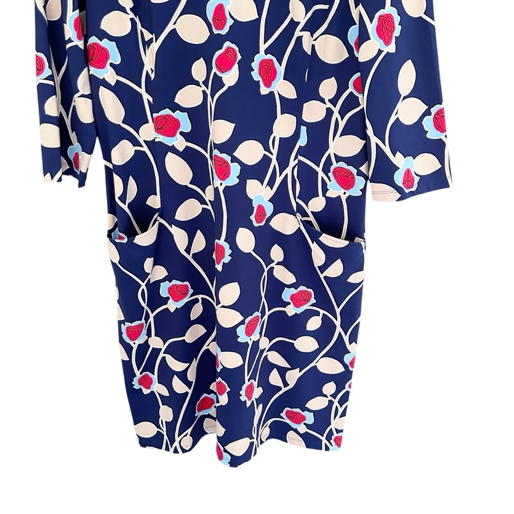 J. McLaughlin Catalyst Dress Saint Germaine Floral Catalina Cloth Navy Size XL - Picture 9 of 11